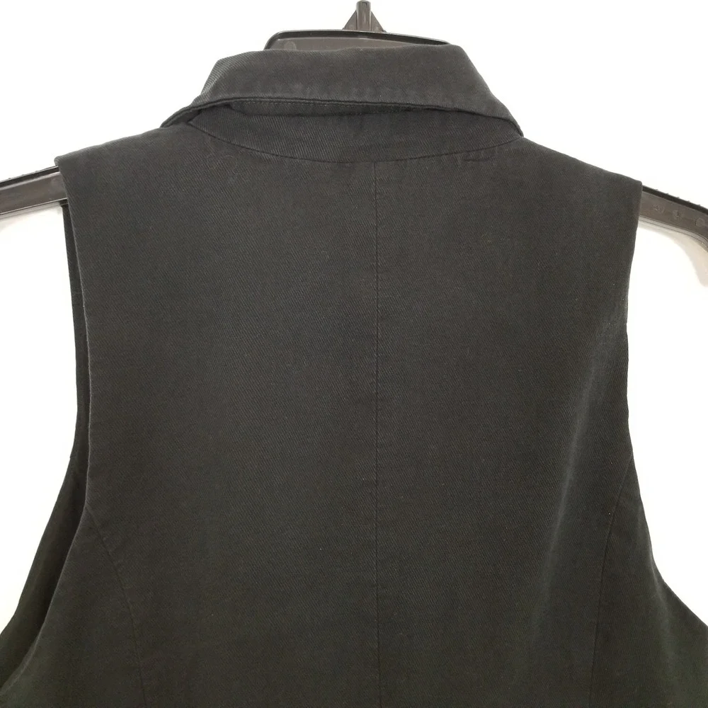 Free People‎ Gabbie Vest Top Sz 8 Black Double Breasted Sleeveless Boho Cropped